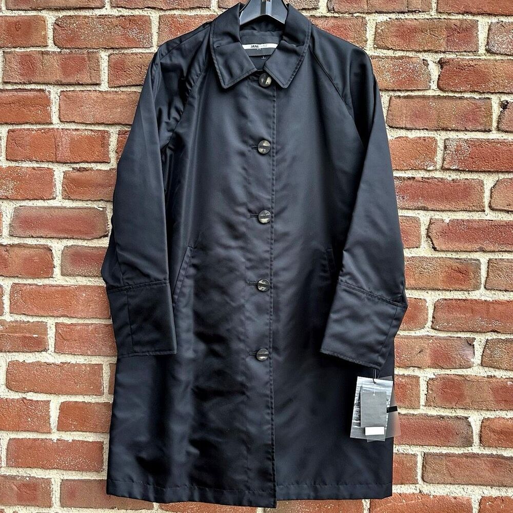 Jane Post $695 Iconic Princess Rain Slicker Jacket Black Womens Large NEW